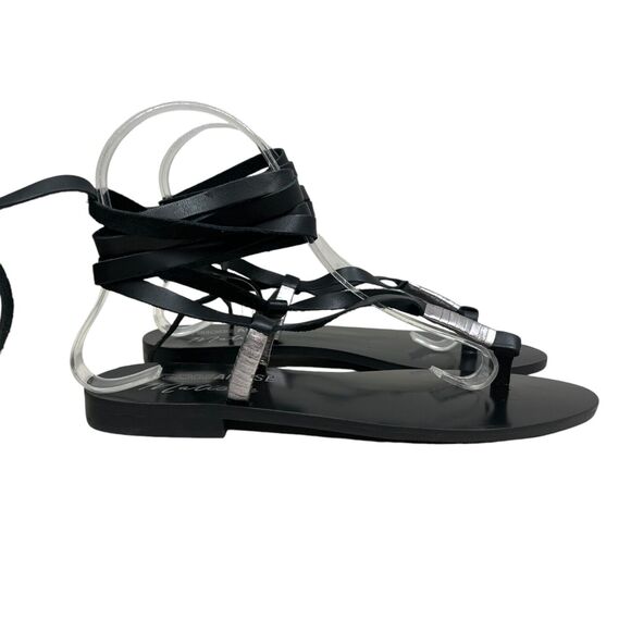 Matisse Amuse Society Womens Positano Sandals Thong Black Leather Lace Up Size 7 - Picture 1 of 8